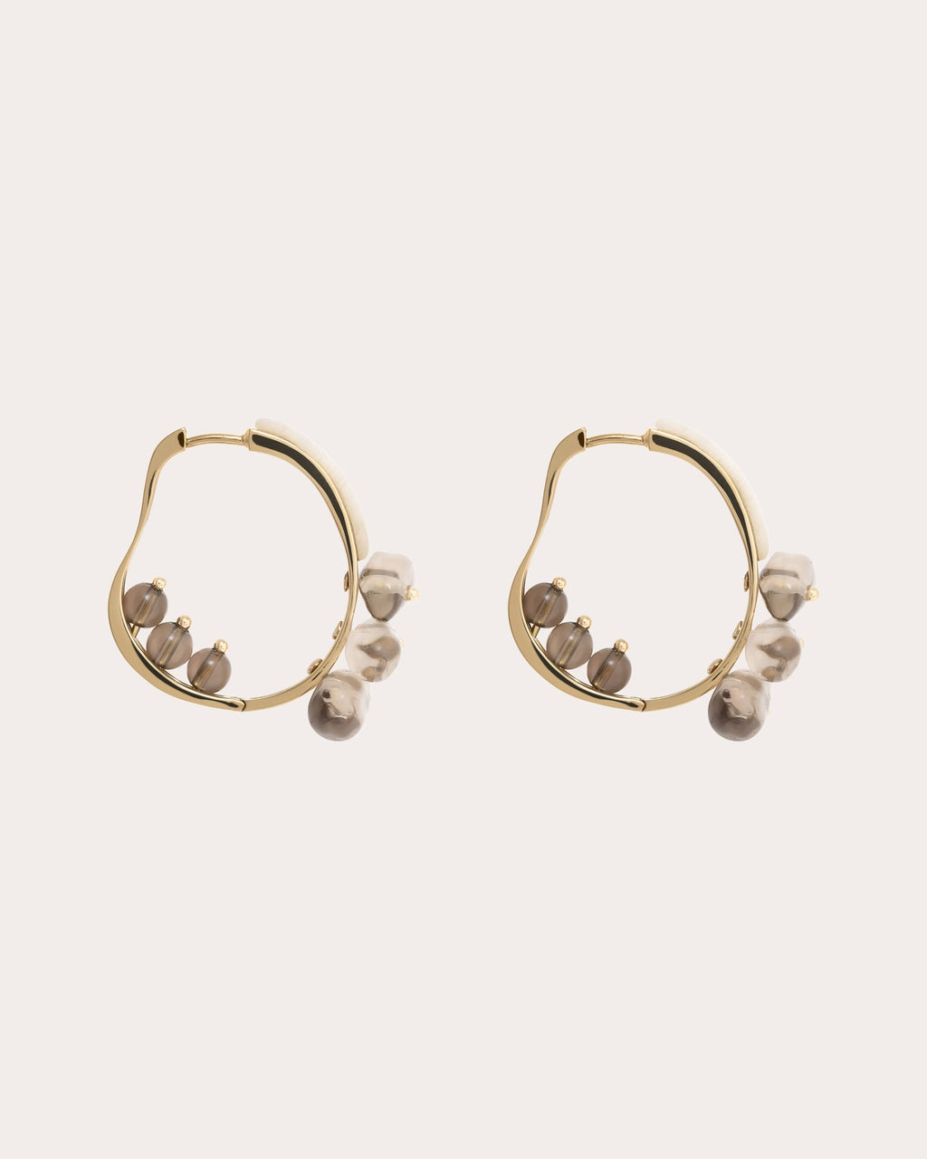 Woohoo 18K Gold Smokey Quartz Hoop Earrings