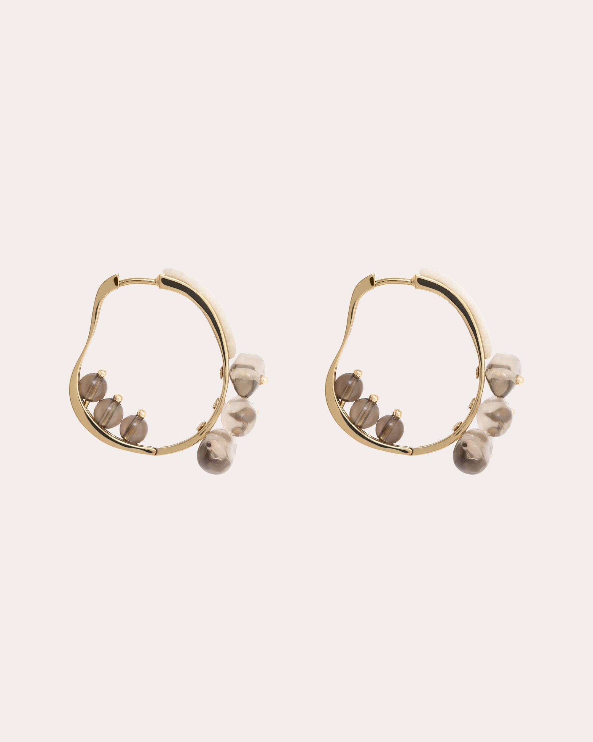 Woohoo 18K Gold Smokey Quartz Hoop Earrings