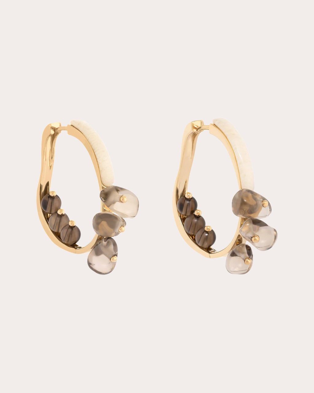 Woohoo 18K Gold Smokey Quartz Hoop Earrings
