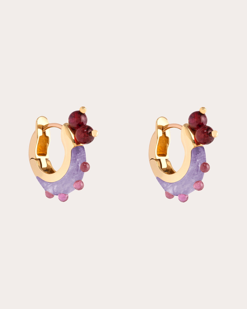 Woohoo 18K Gold Multi-Stone Hoop Earrings