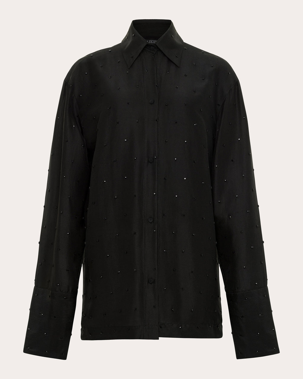 Rekha Embellished Mini Silk Shirt Dress