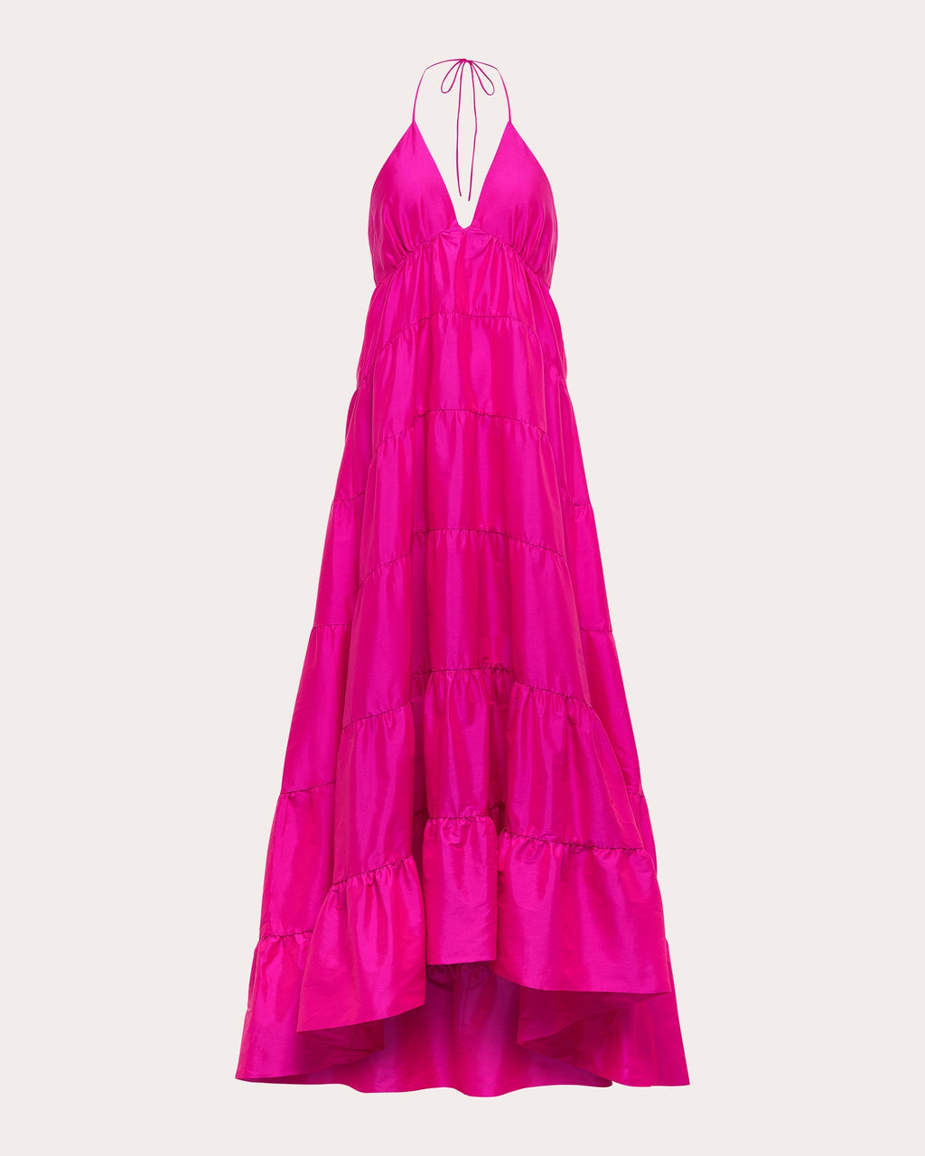 Olesia Tiered Taffeta Halter Gown
