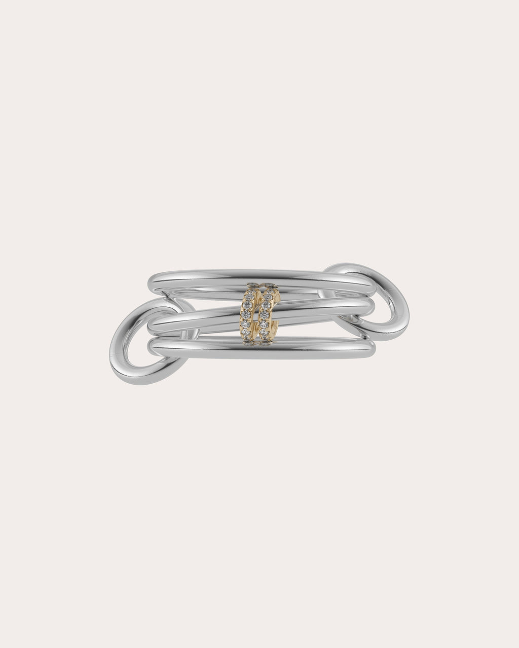 Acacia 18K Gold Sterling Silver and Diamond Linked Rings