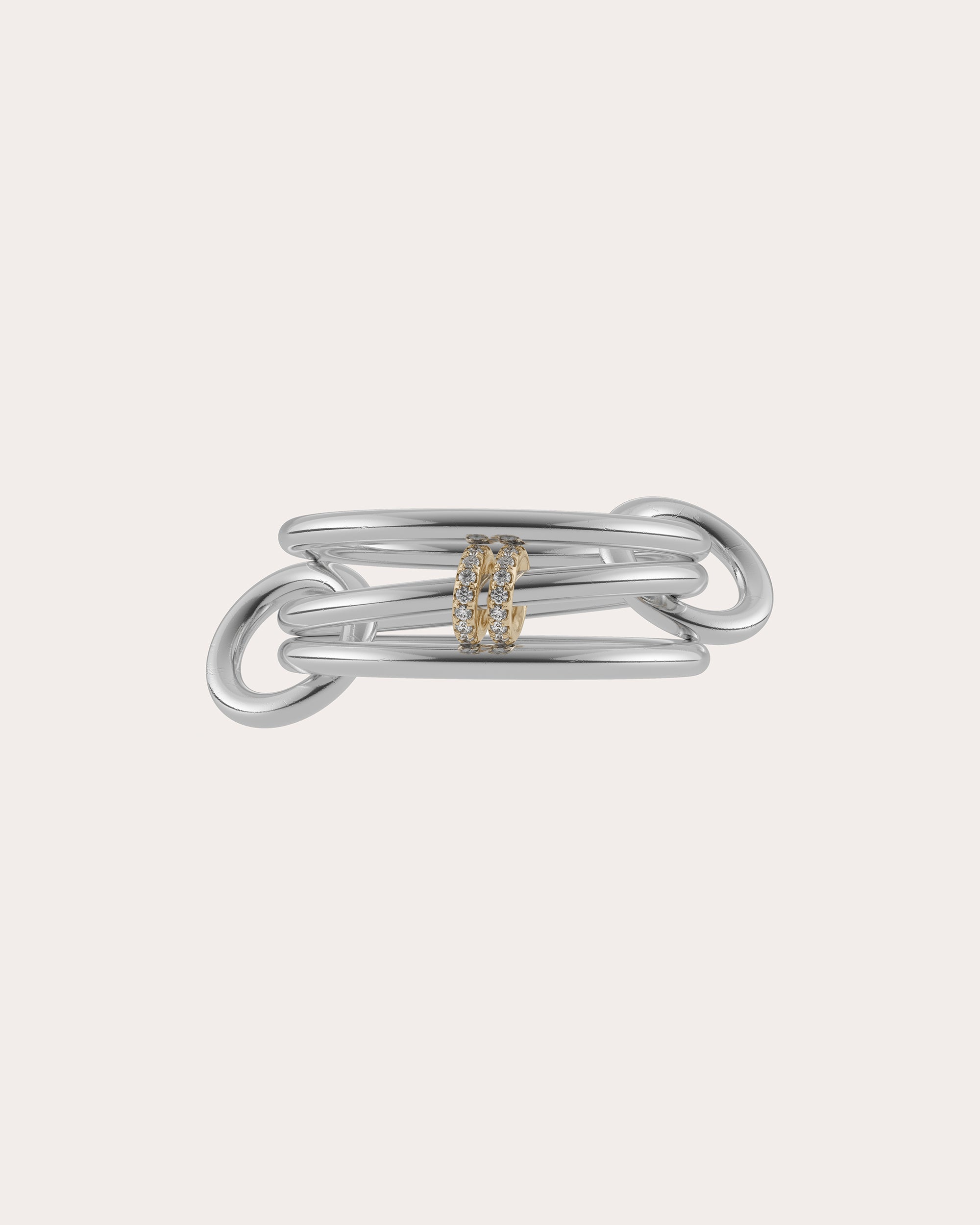 Acacia 18K Gold Sterling Silver and Diamond Linked Rings