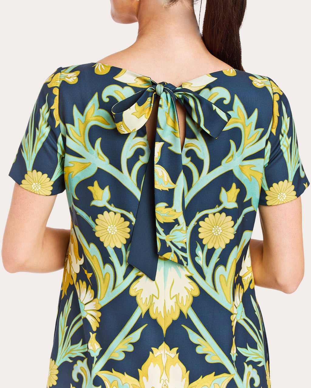 Adria Reversible Floral Crepe Column Midi Dress