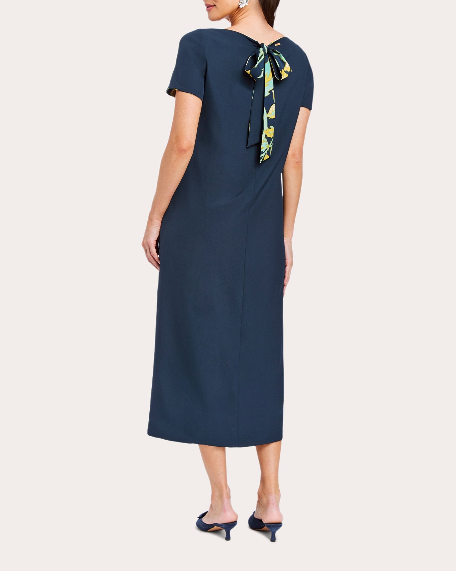 Adria Reversible Floral Crepe Column Midi Dress