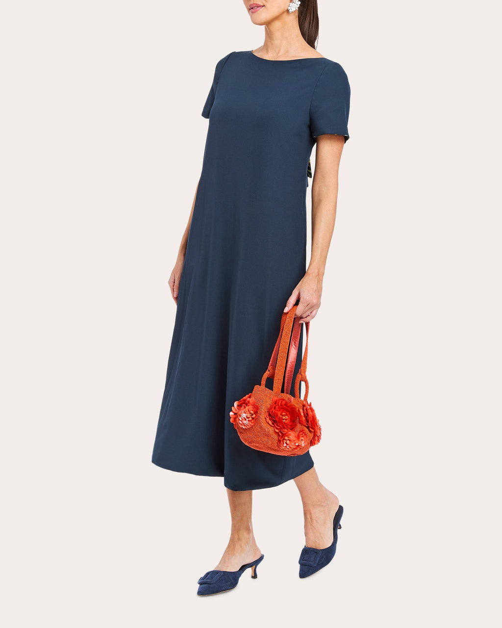 Adria Reversible Floral Crepe Column Midi Dress