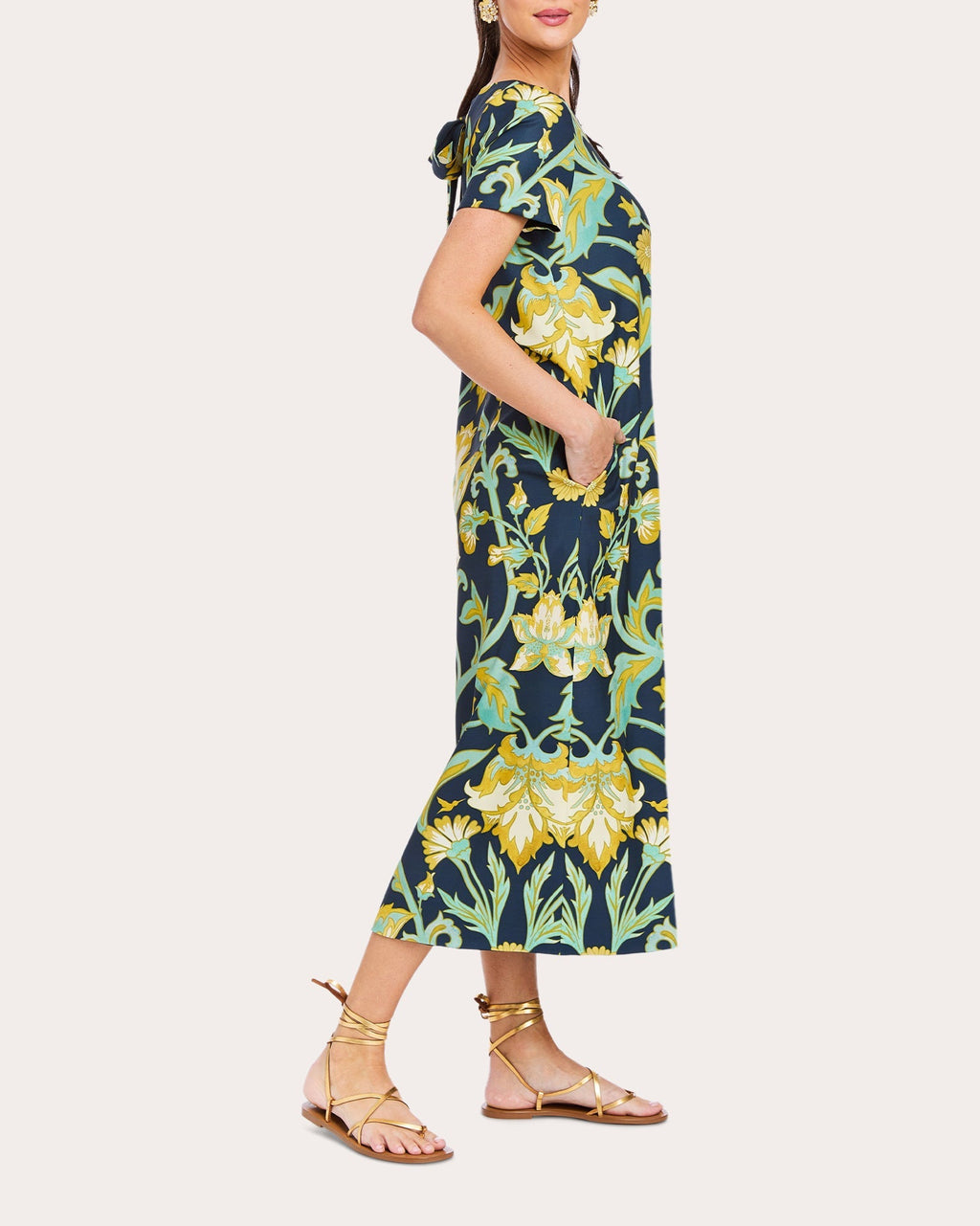 Adria Reversible Floral Crepe Column Midi Dress