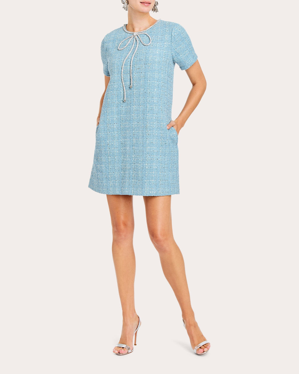 Ainslee Embellished Metallic Tweed Mini Dress