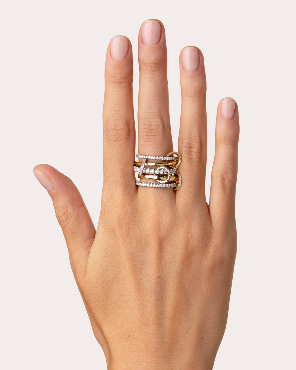 Alia 18K Two-Tone Gold Diamond Linked Rings