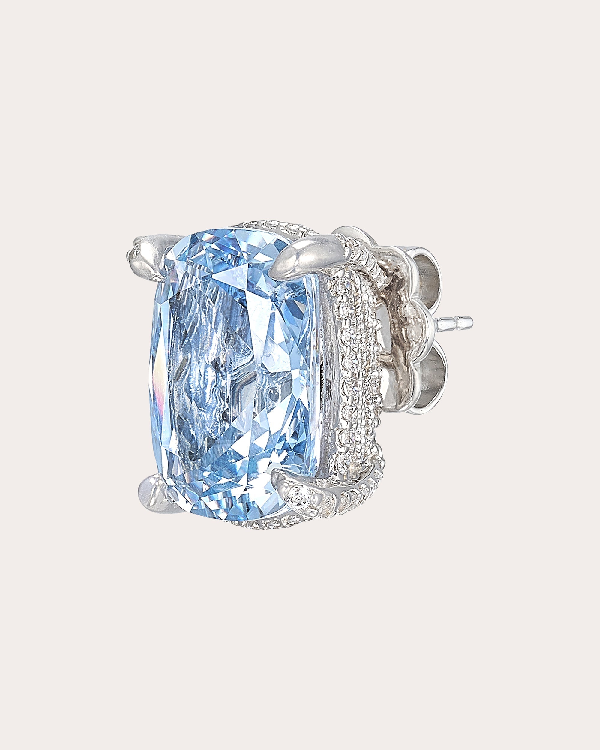 Aquamarine Cushion Wing Stud Earrings