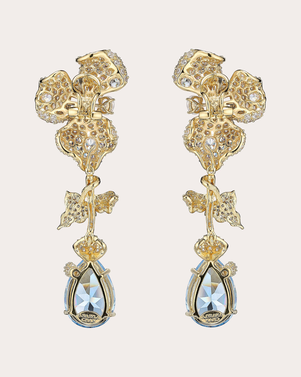Aquamarine Orchid Detachable Drop Earrings