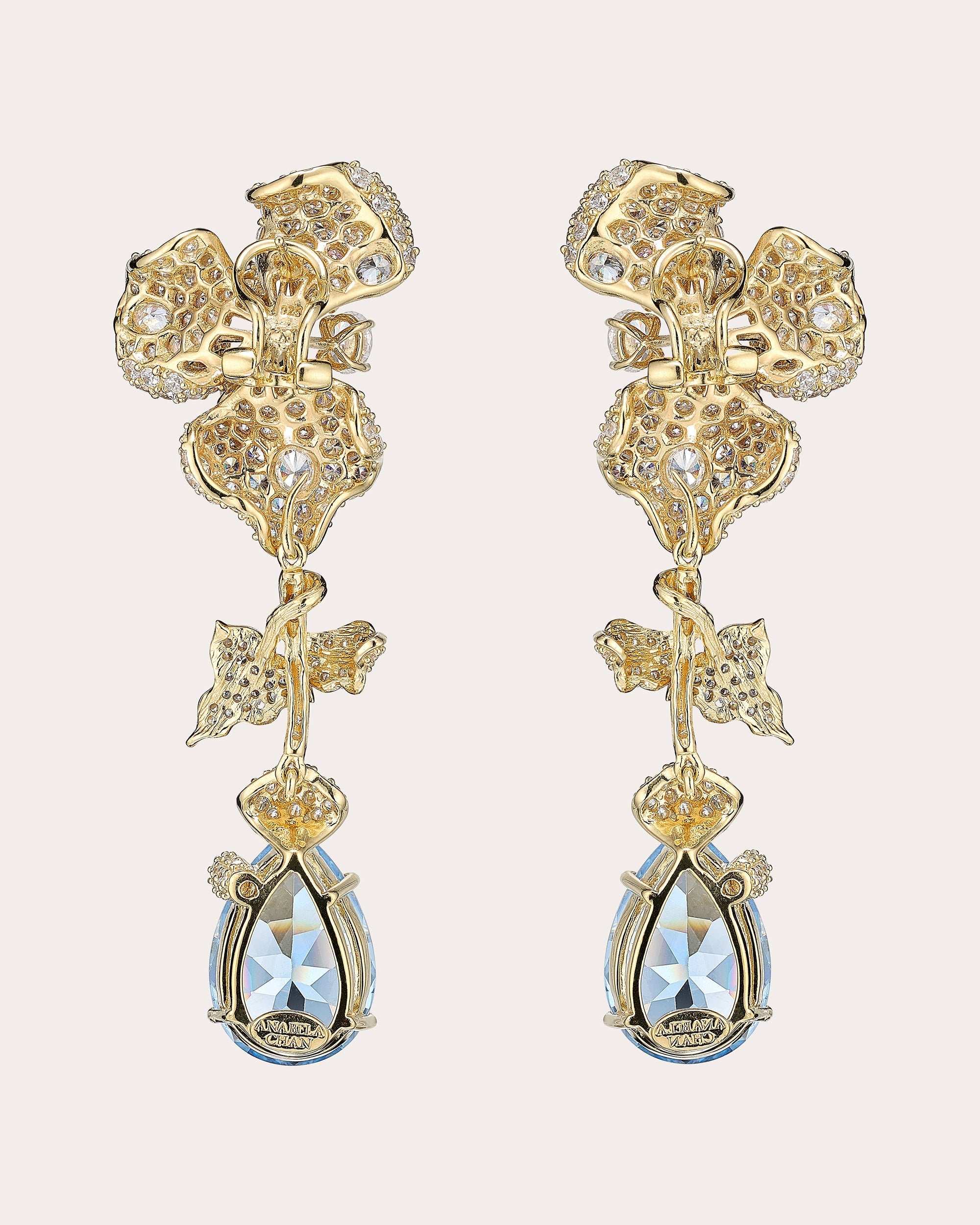 Aquamarine Orchid Detachable Drop Earrings