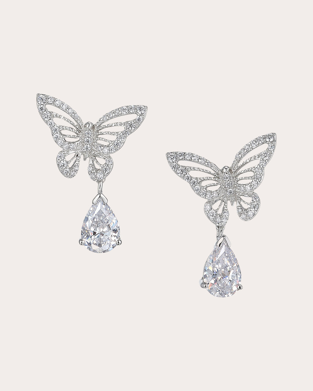Diamond Butterfly Drop Earrings