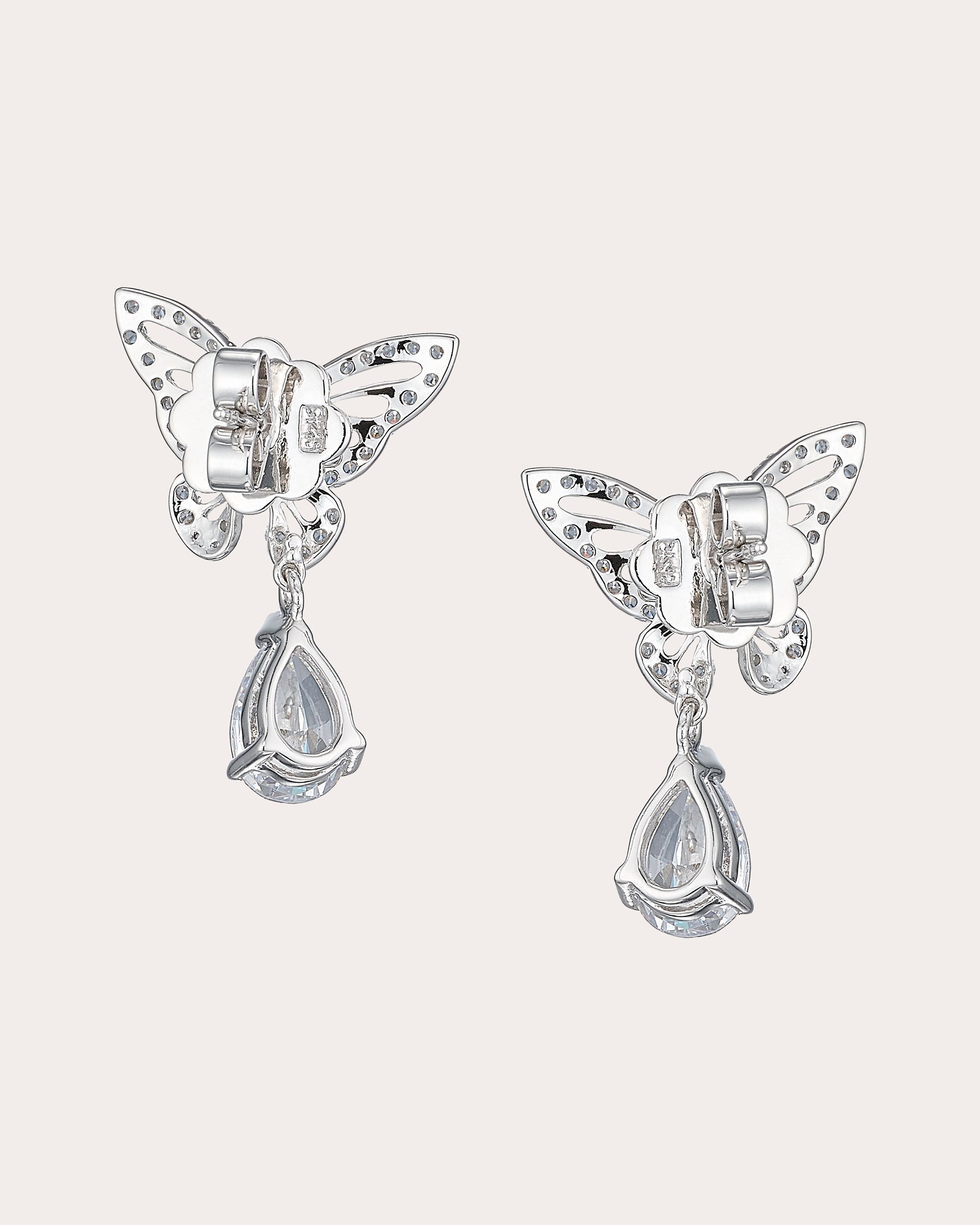 Diamond Butterfly Drop Earrings