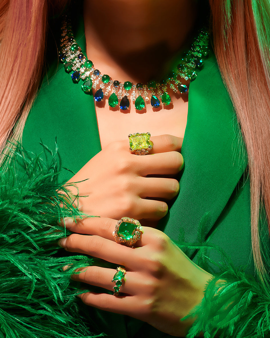 Emerald Ombré Nova Starburst Ring