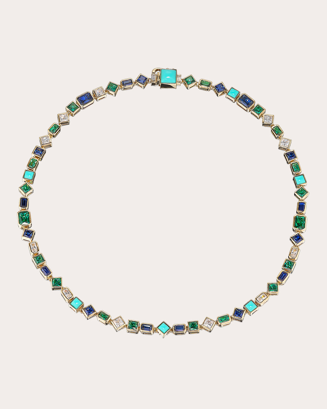 Emerald Turquoise Deco Necklace