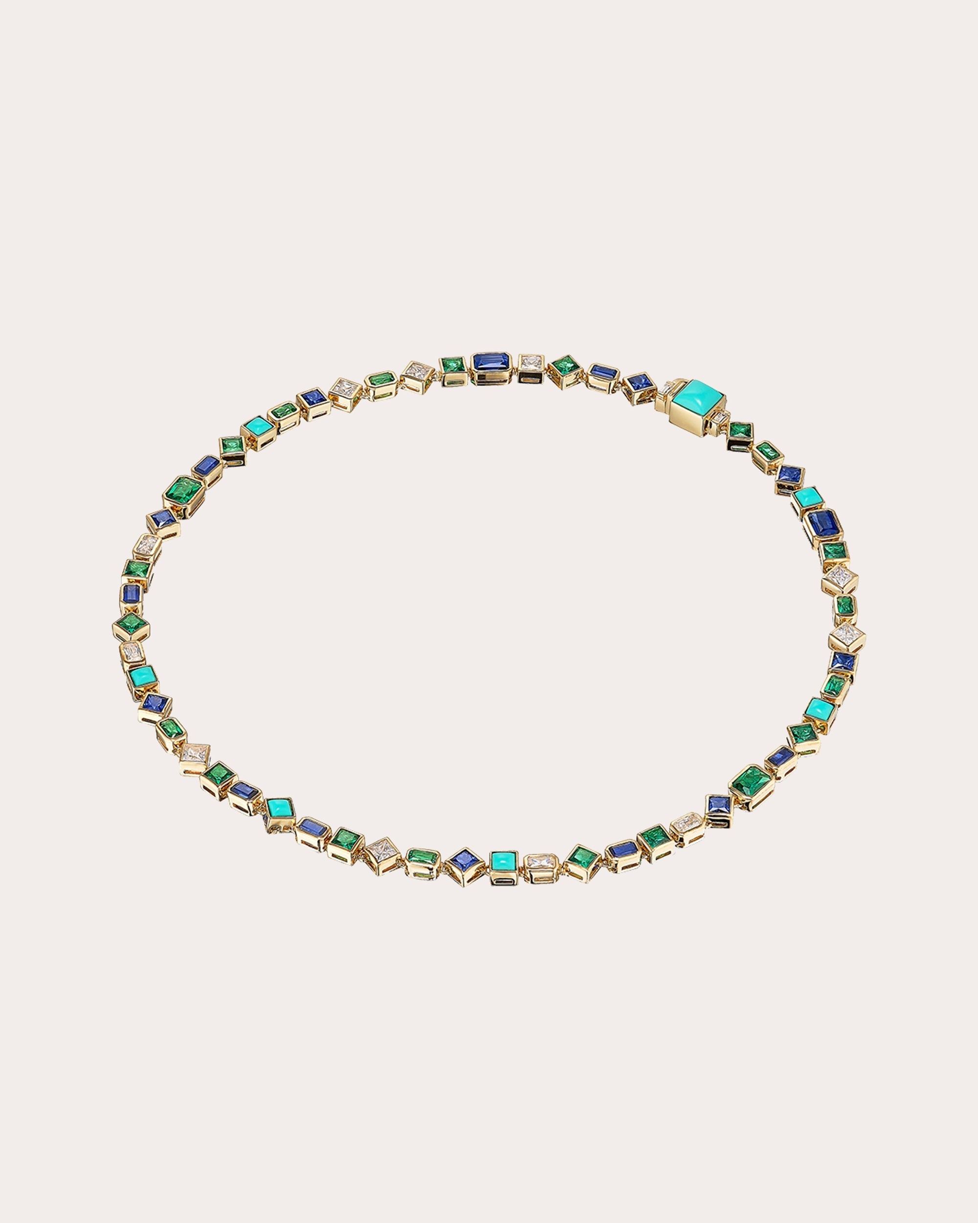 Emerald Turquoise Deco Necklace