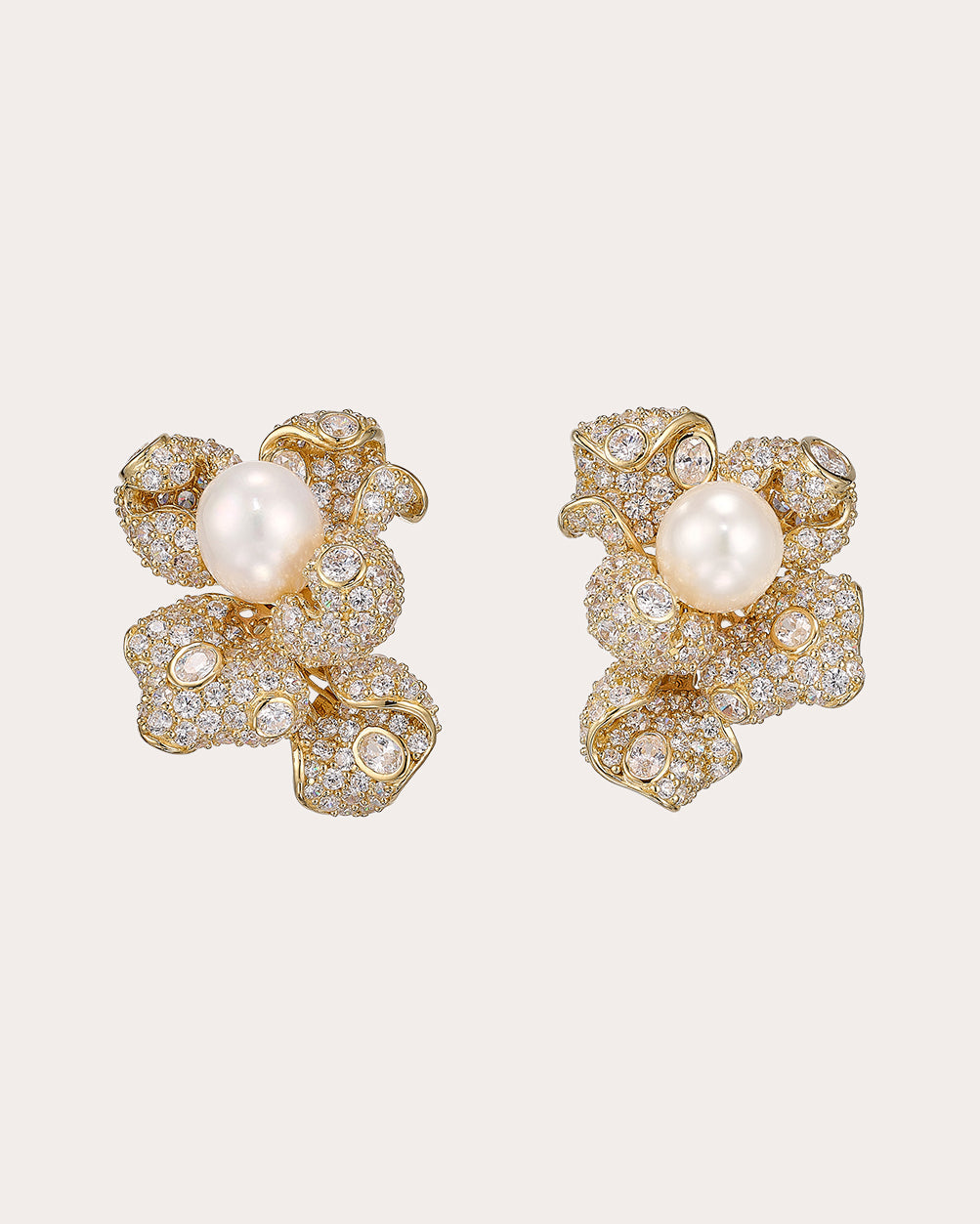 Blossom 18K Gold Vermeil Pearl and Lab-Grown Diamond Earrings