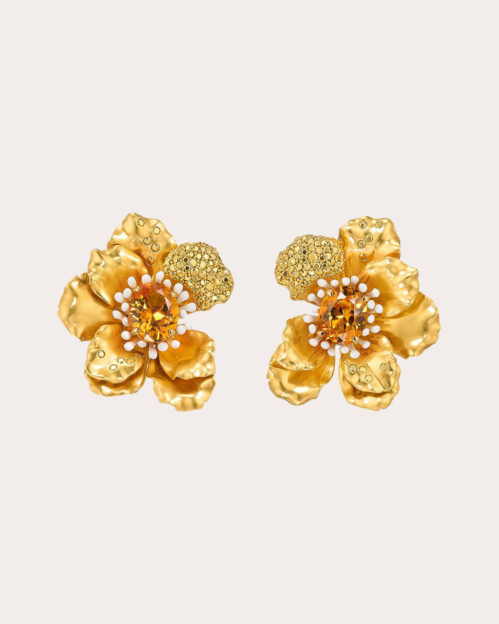 Roi de Soleil 24K Gold-Coated Aluminum Enamel and Lab-Grown Sapphire Earrings