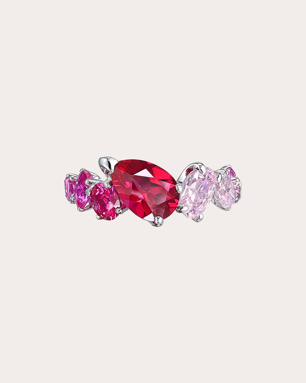 Nova Starburst 18K Gold Lab-Grown Sapphire and Ruby Ombré Ring