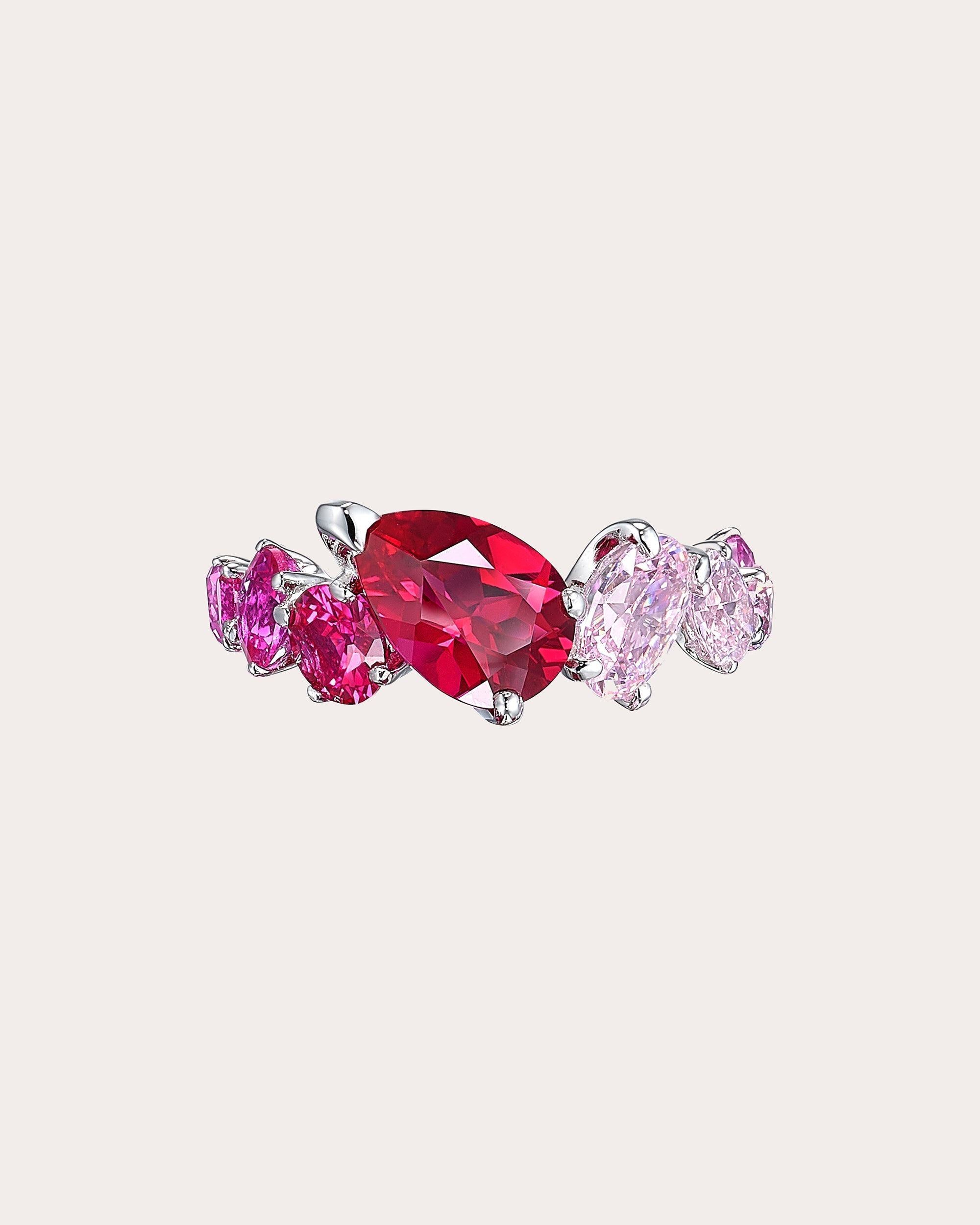 Nova Starburst 18K Gold Lab-Grown Sapphire and Ruby Ombré Ring