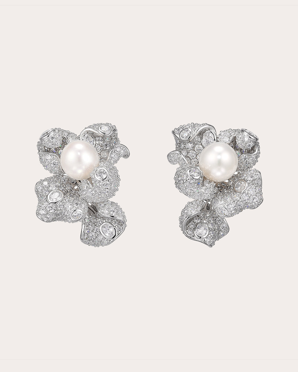 Blossom 18K Gold and Rhodium Vermeil Pearl and Lab-Grown Diamond Earrings