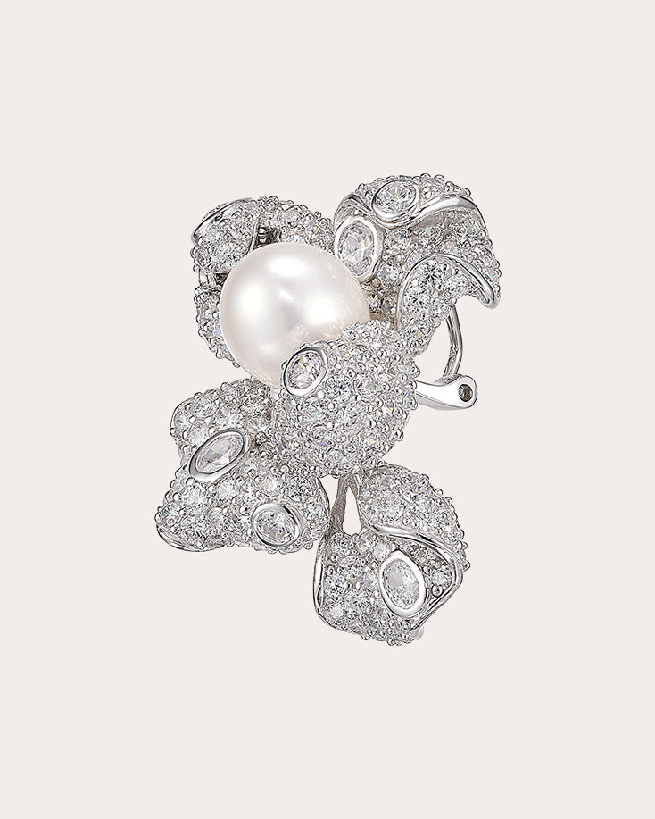Blossom 18K Gold and Rhodium Vermeil Pearl and Lab-Grown Diamond Earrings