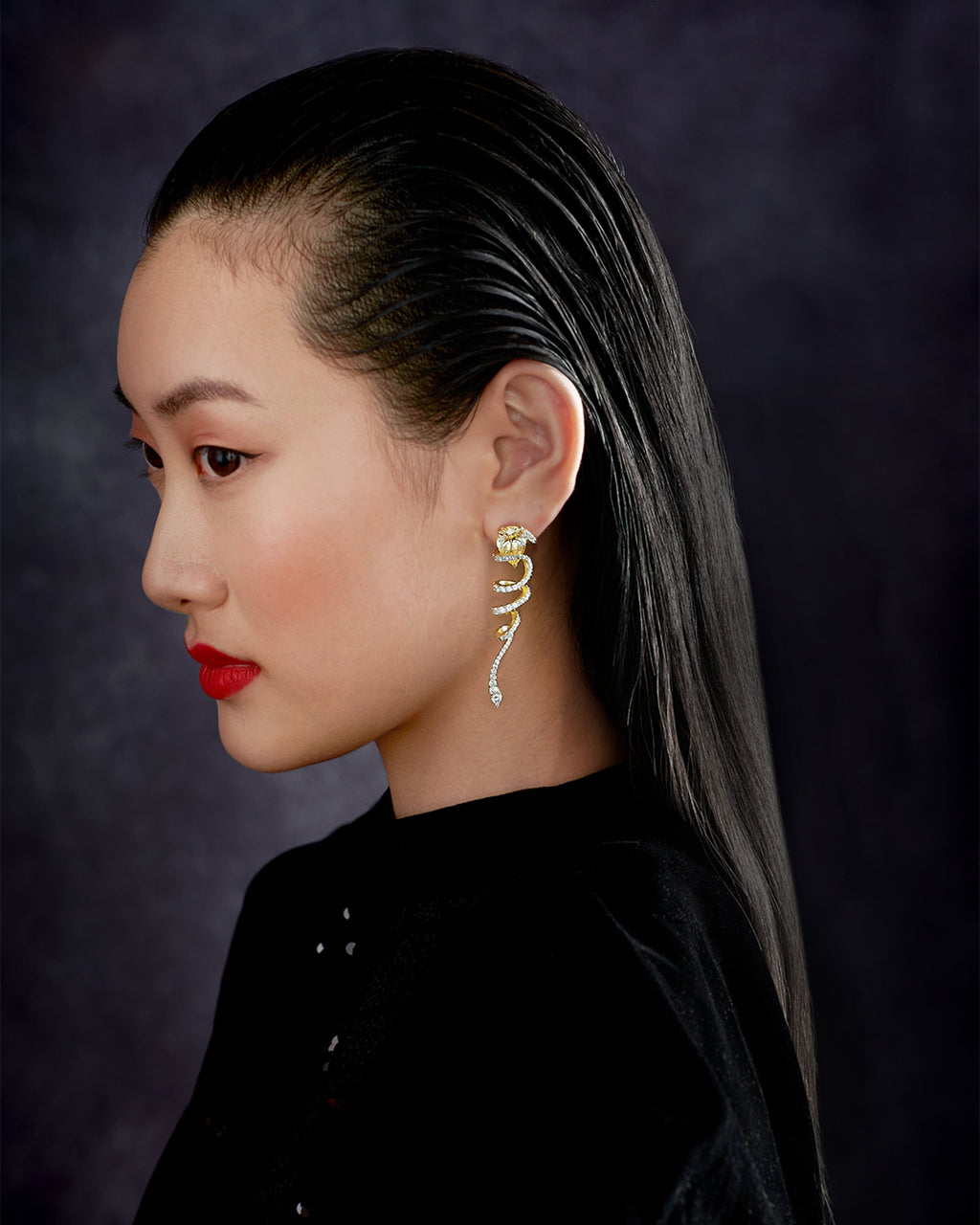 Ribbon Twirl 18K Gold and Rhodium Vermeil Aluminum and Lab-Grown Diamond Earrings