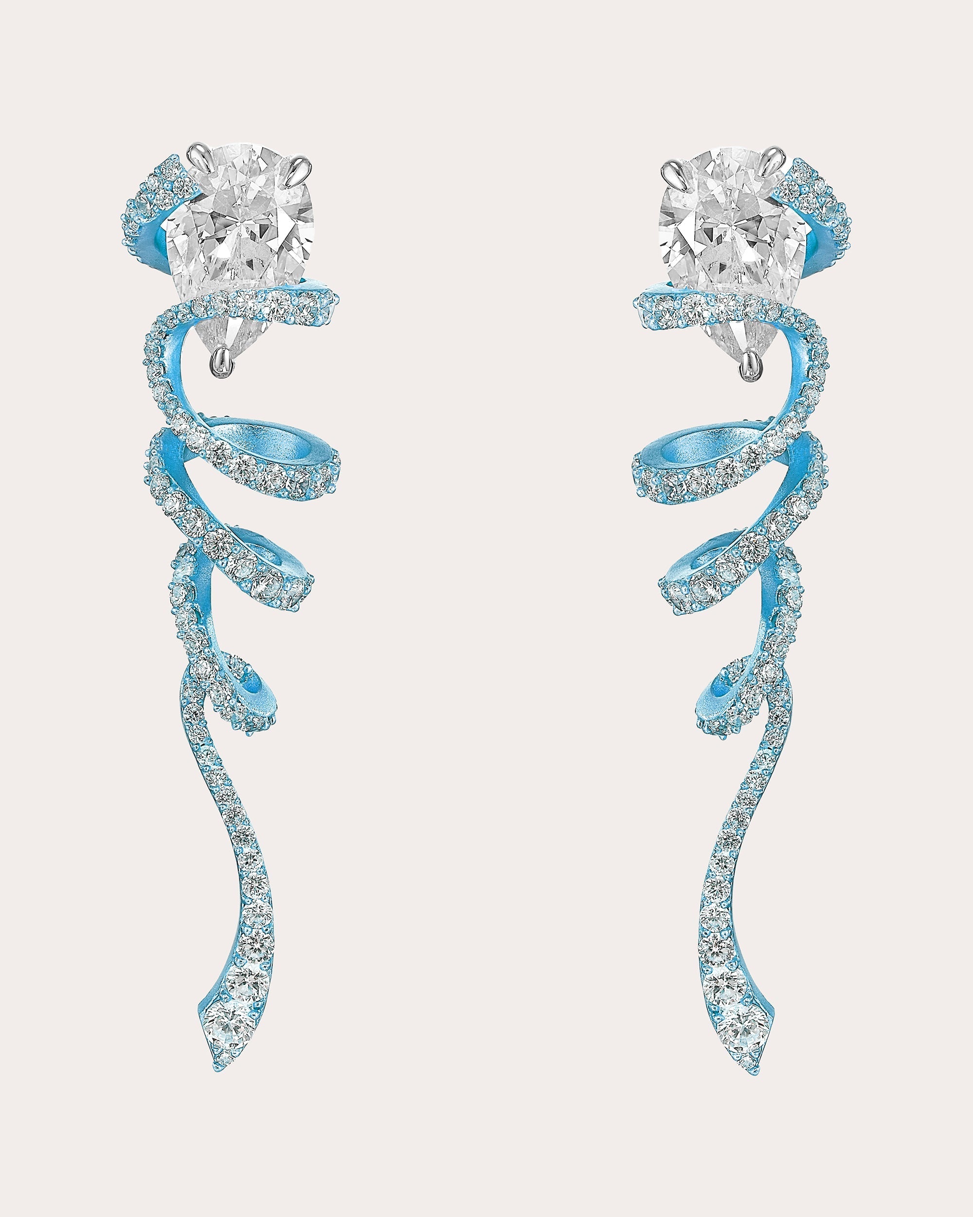 Baby Blue Ribbon Twirl Drop Earrings