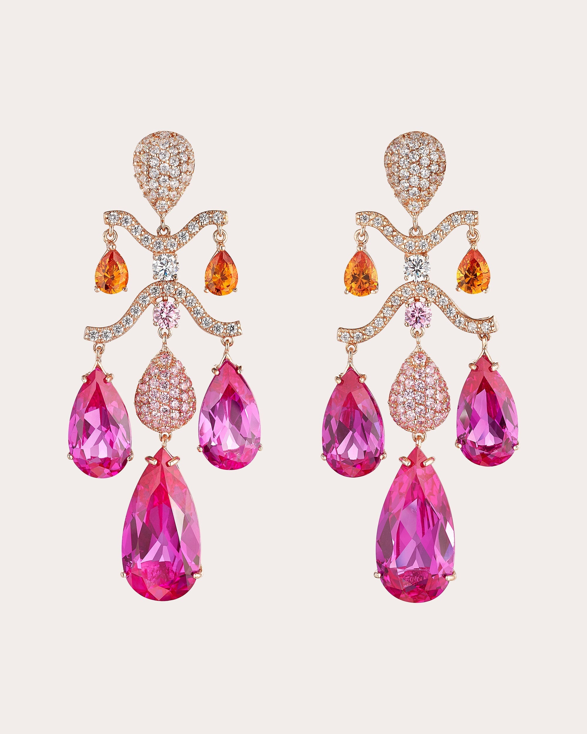 Fuchsia Sapphire Chandelier Drop Earrings