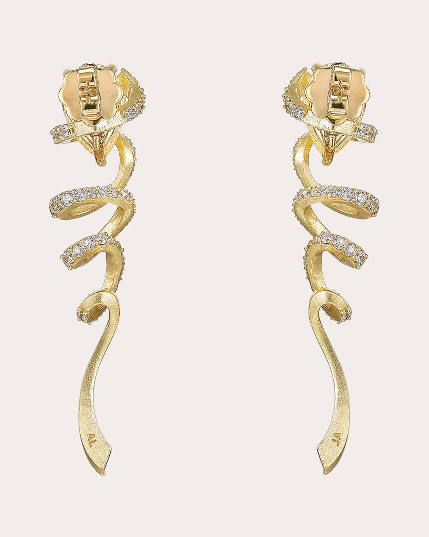 Ribbon Twirl 18K Gold and Rhodium Vermeil Aluminum and Lab-Grown Diamond Earrings