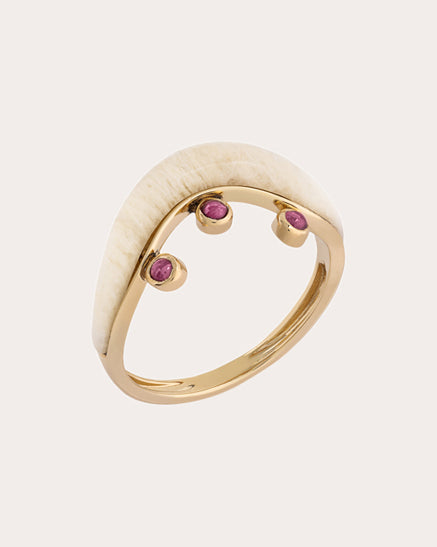 Vanilla 18K Gold Amazonite and Tourmaline Ring