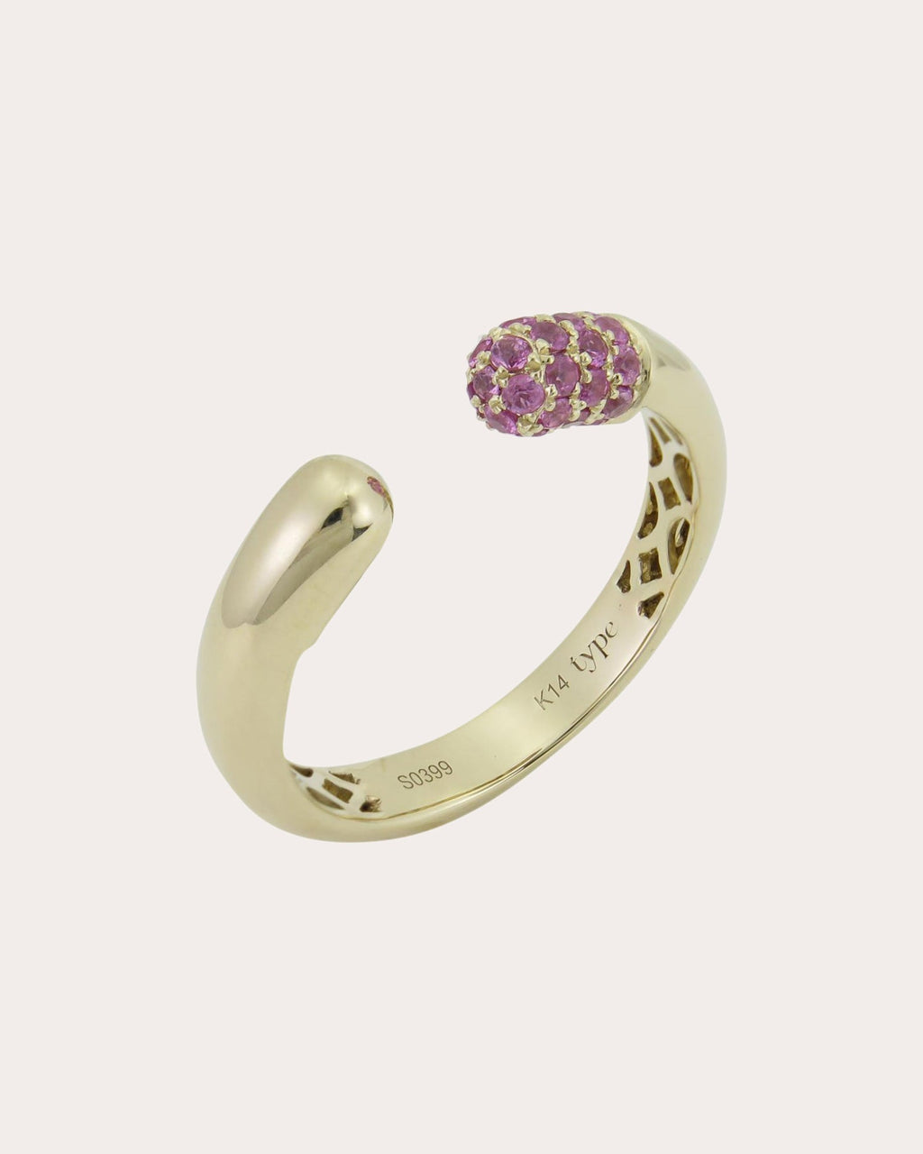 Tube 14K Gold Pink Sapphire Ring
