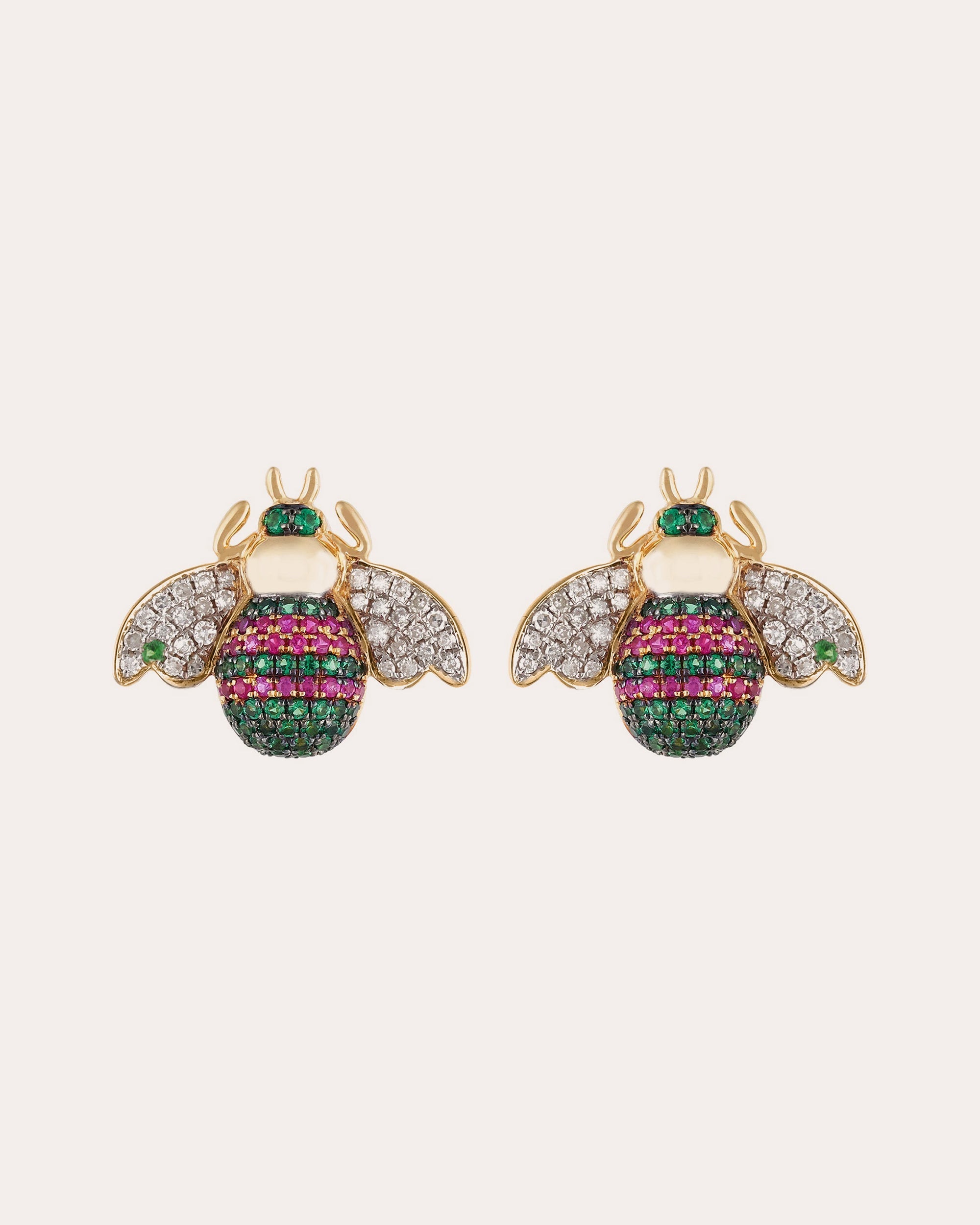 Apis 18K Gold Multi-Stone Stud Earrings