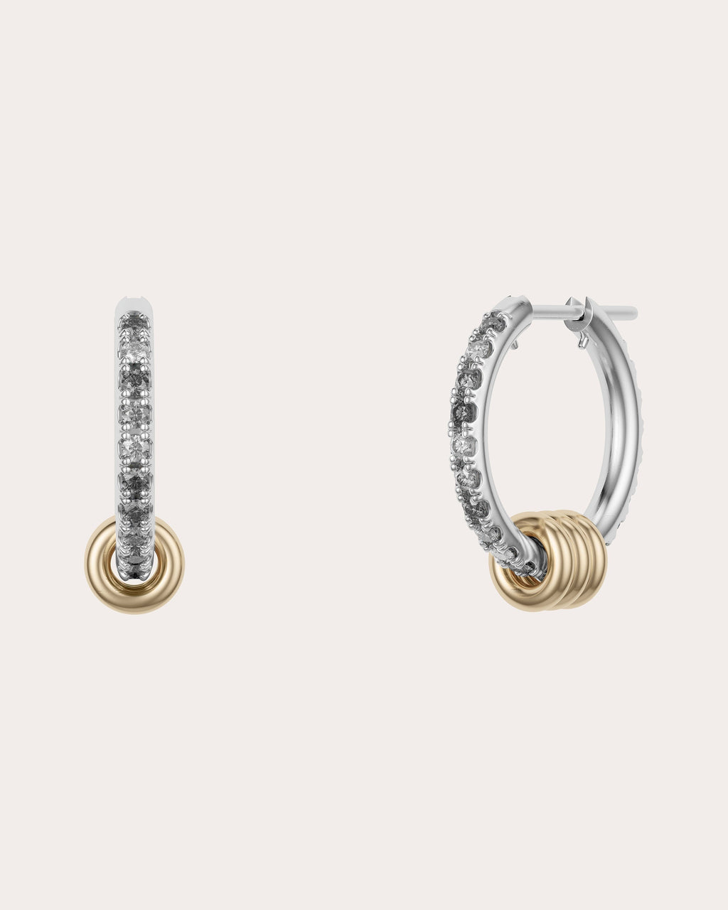 Ara 18K Gold Sterling Silver and Diamond Pavé Hoop Earrings