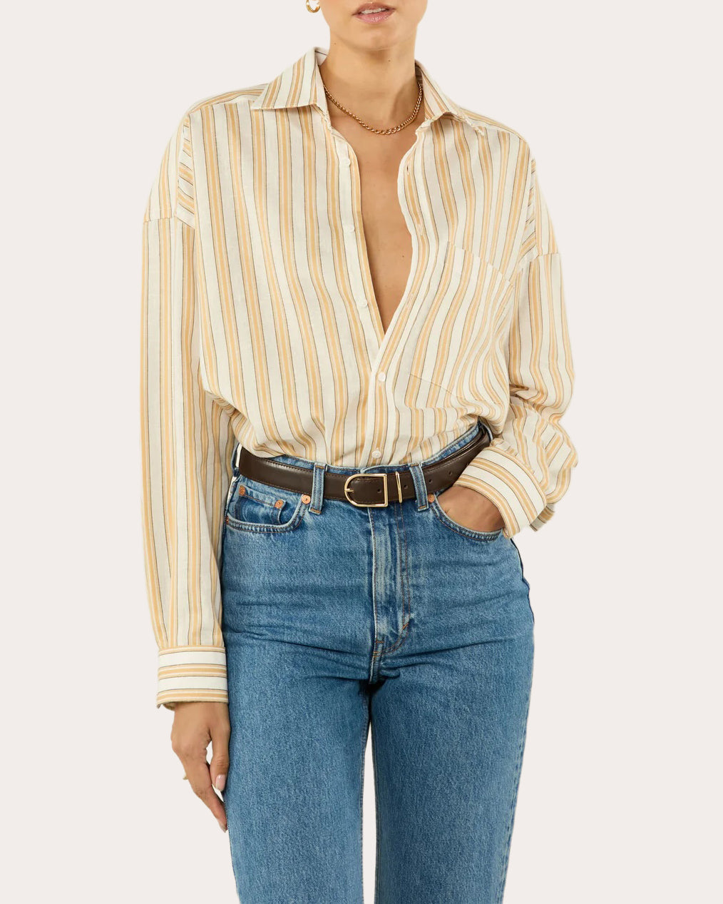 The Weekend Striped Linen-Blend Button-Up Shirt