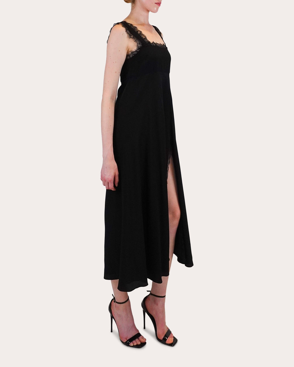 Aubrey Lace-Trimmed Silk-Crepe Midi Dress