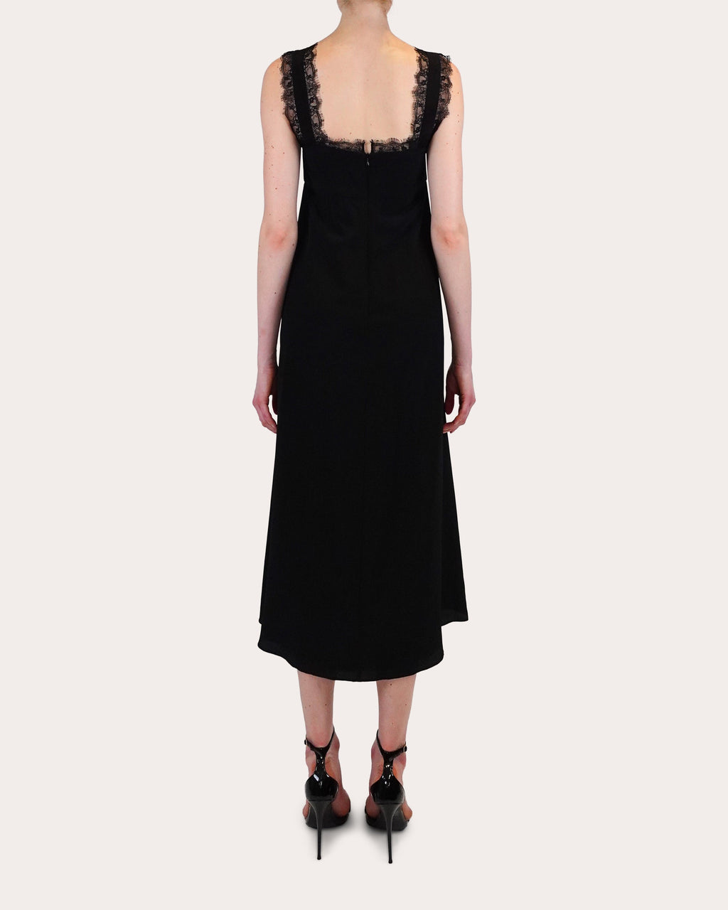 Aubrey Lace-Trimmed Silk-Crepe Midi Dress