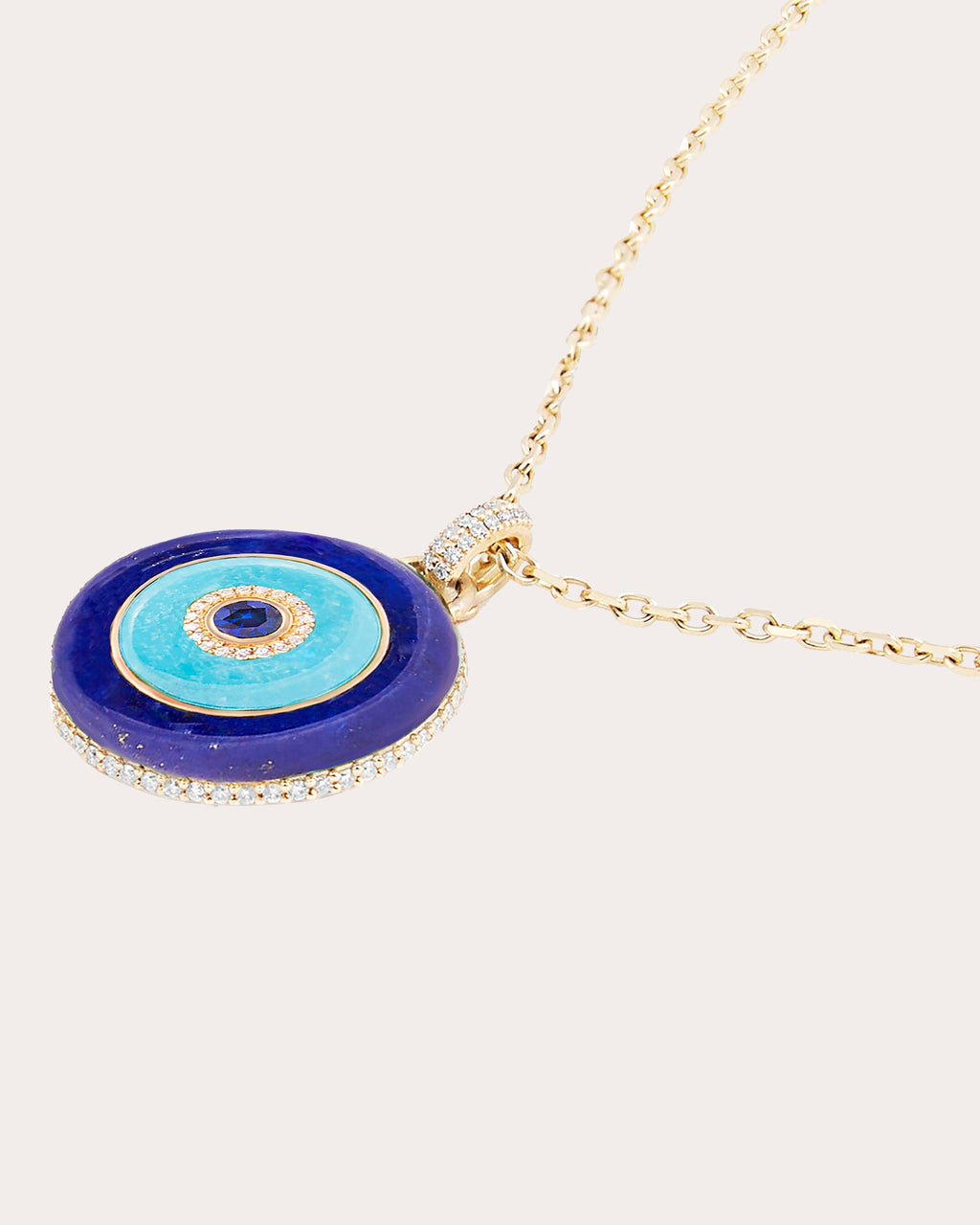 Evolve Large 14K Gold Multi-Stone Disk Pendant Necklace