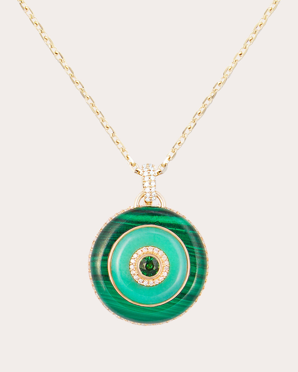 Evolve Large 14K Gold Multi-Stone Disk Pendant Necklace