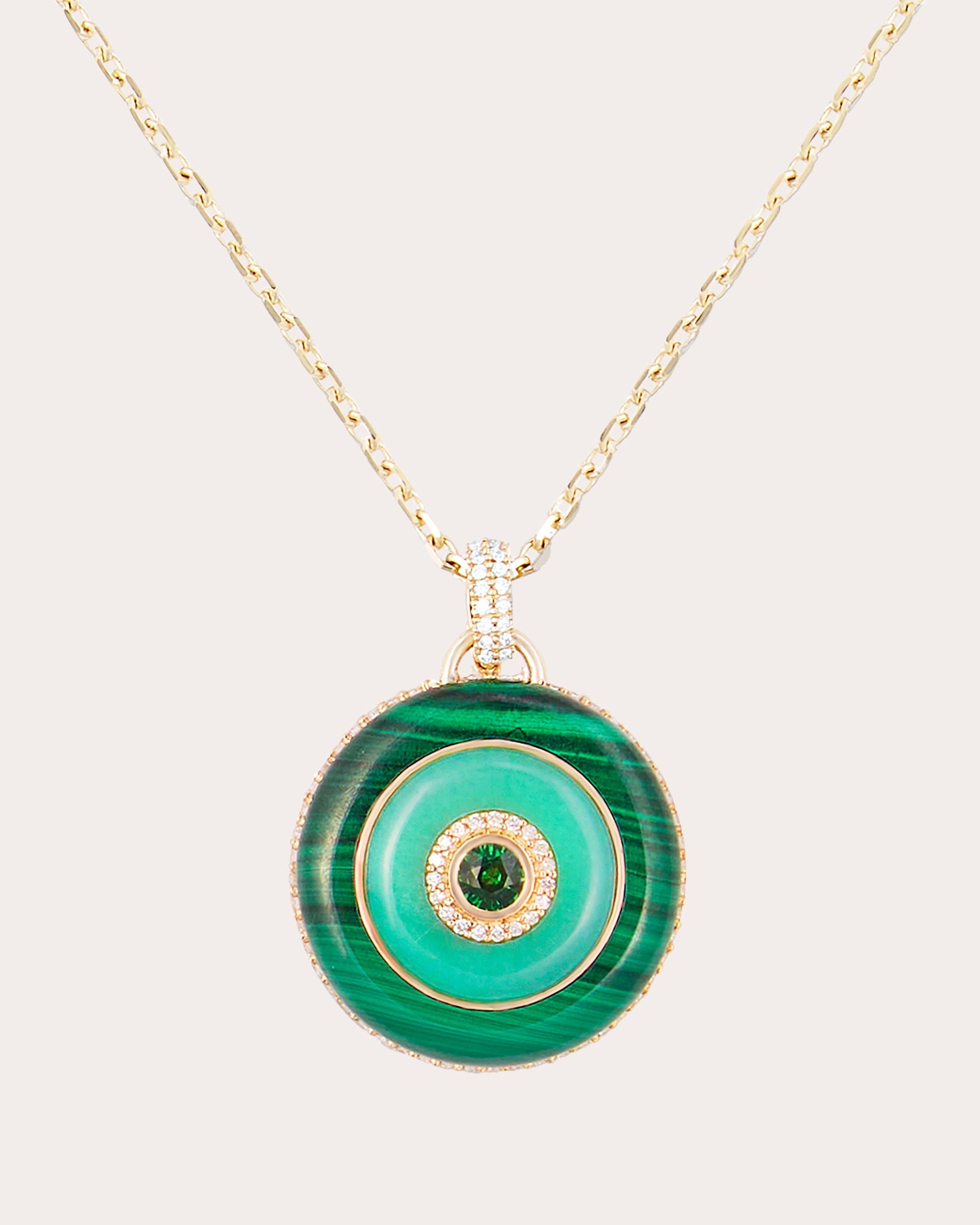 Evolve Large 14K Gold Multi-Stone Disk Pendant Necklace