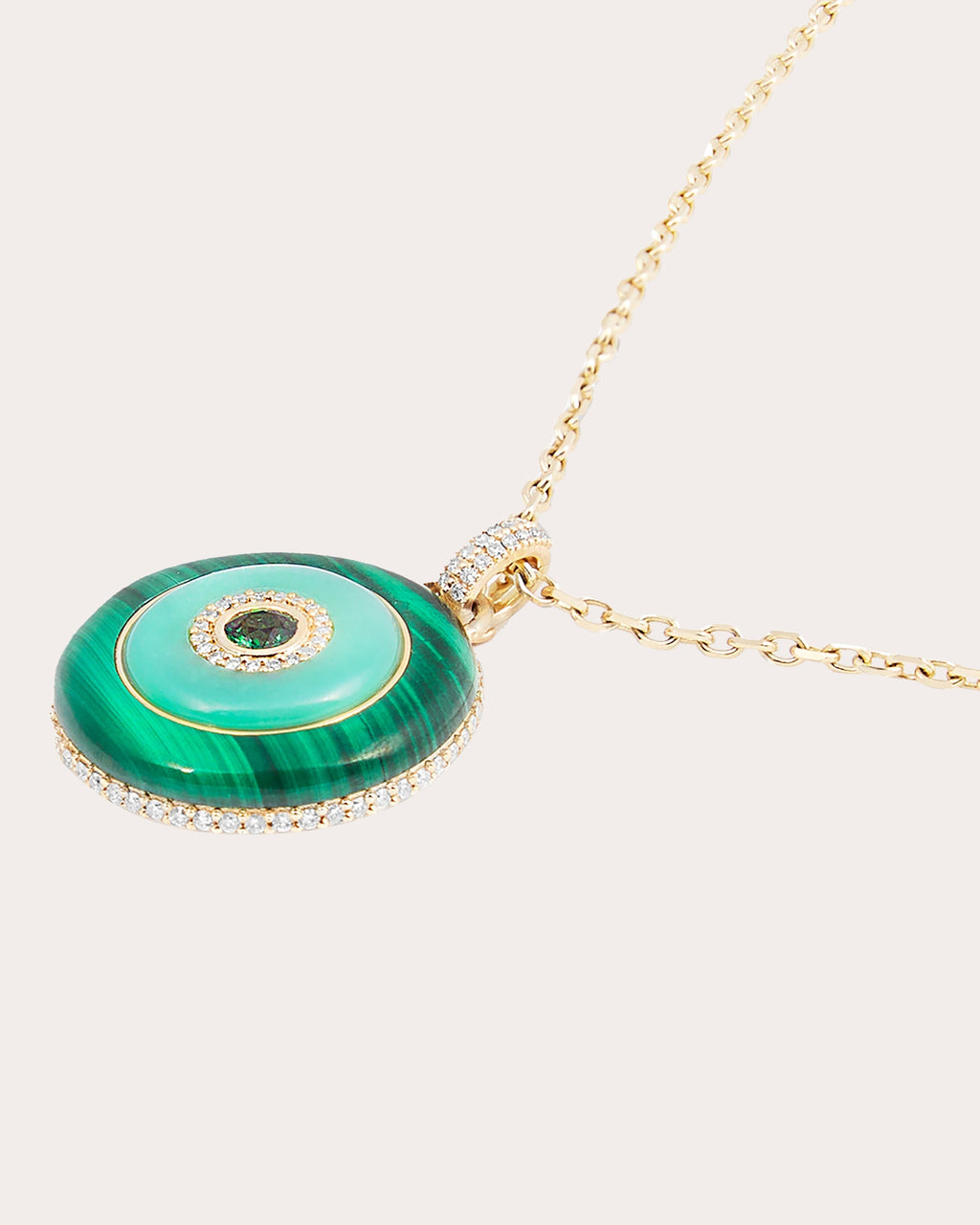 Evolve Large 14K Gold Multi-Stone Disk Pendant Necklace