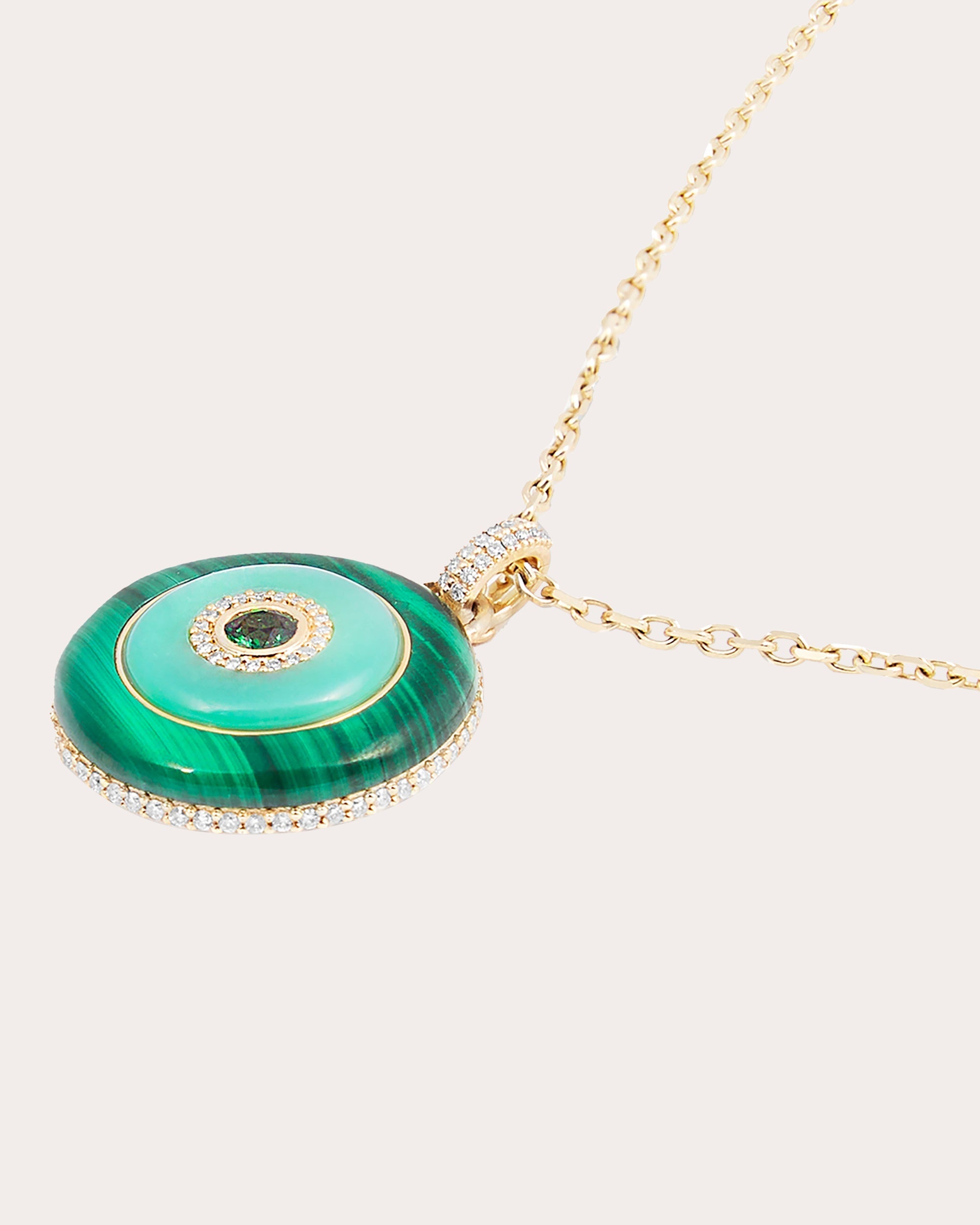 Evolve Large 14K Gold Multi-Stone Disk Pendant Necklace
