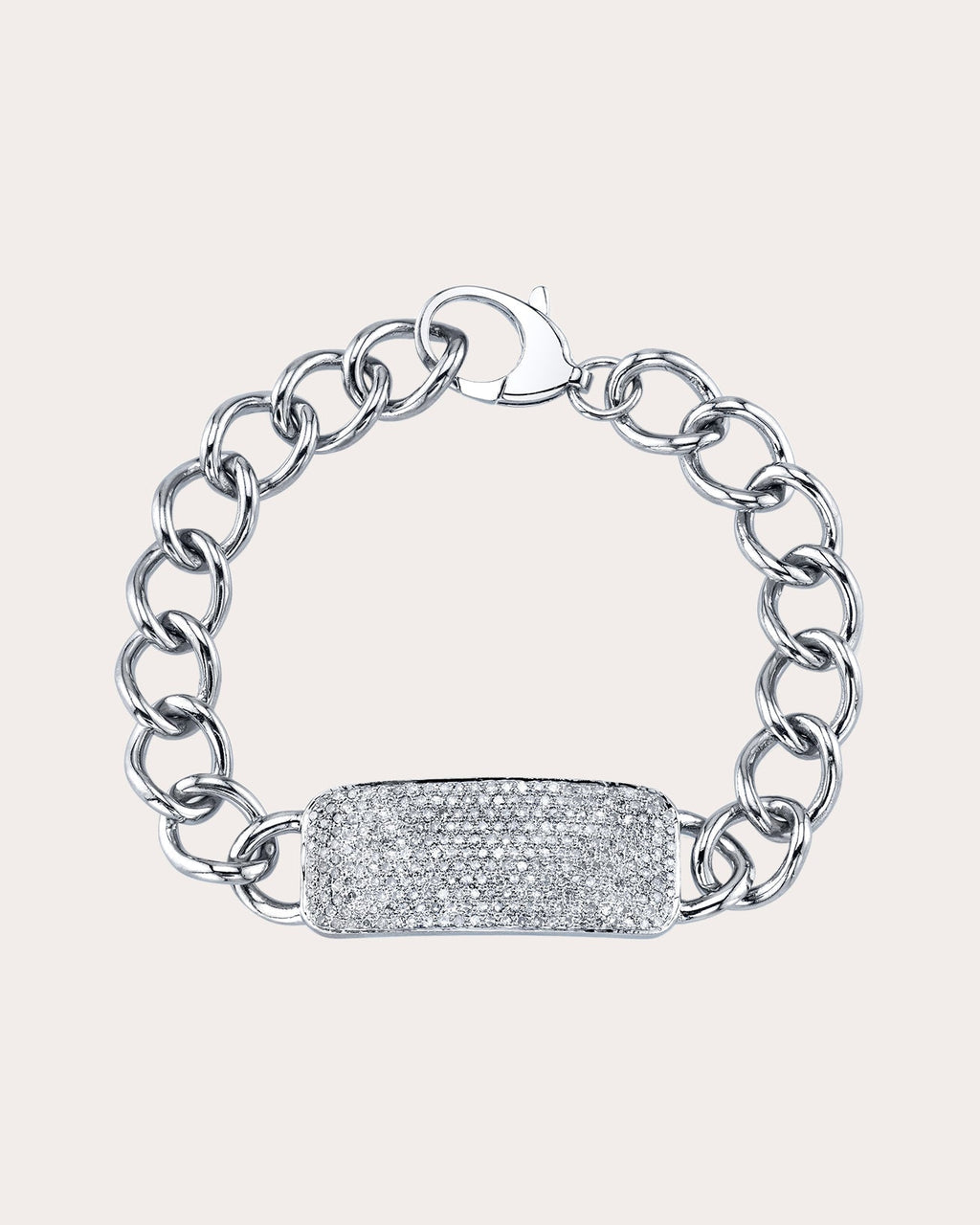 Sterling Silver Diamond Pavé ID Chain Bracelet