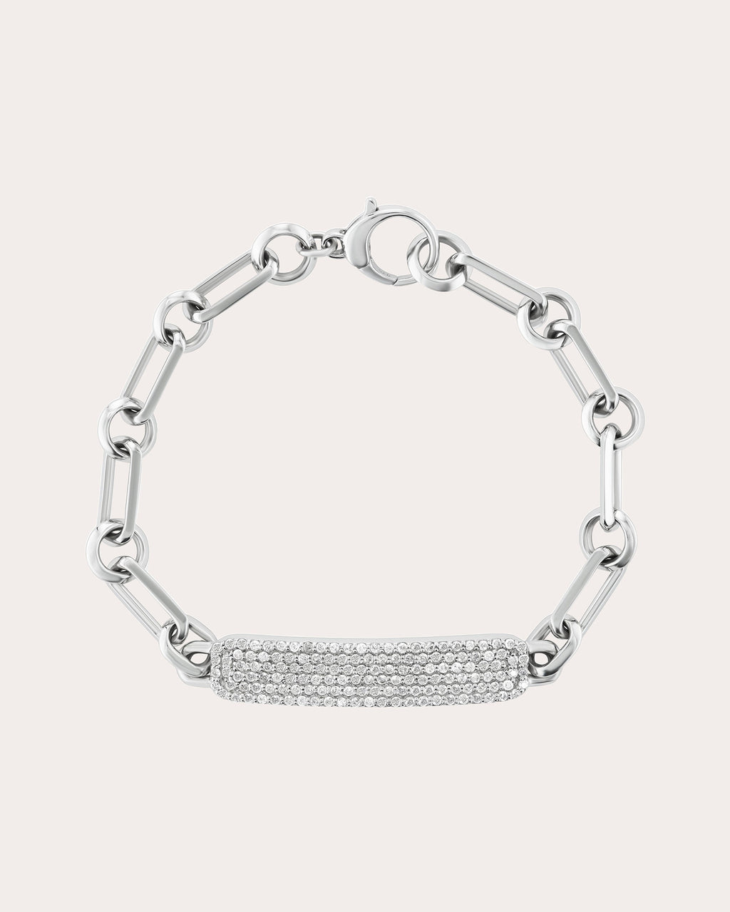 Soho Sterling Silver Diamond Pavé ID Chain Bracelet