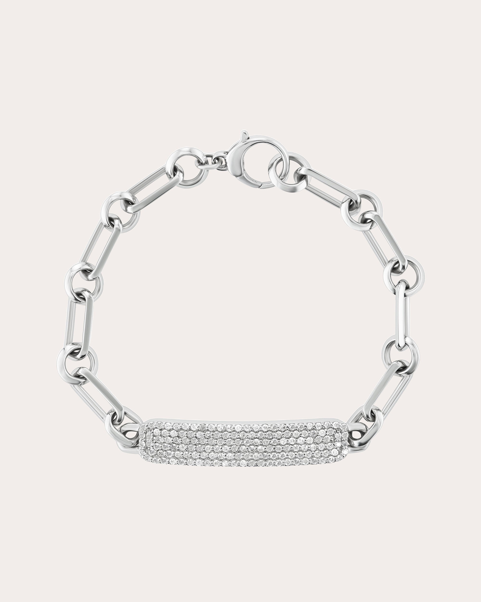 Soho Sterling Silver Diamond Pavé ID Chain Bracelet