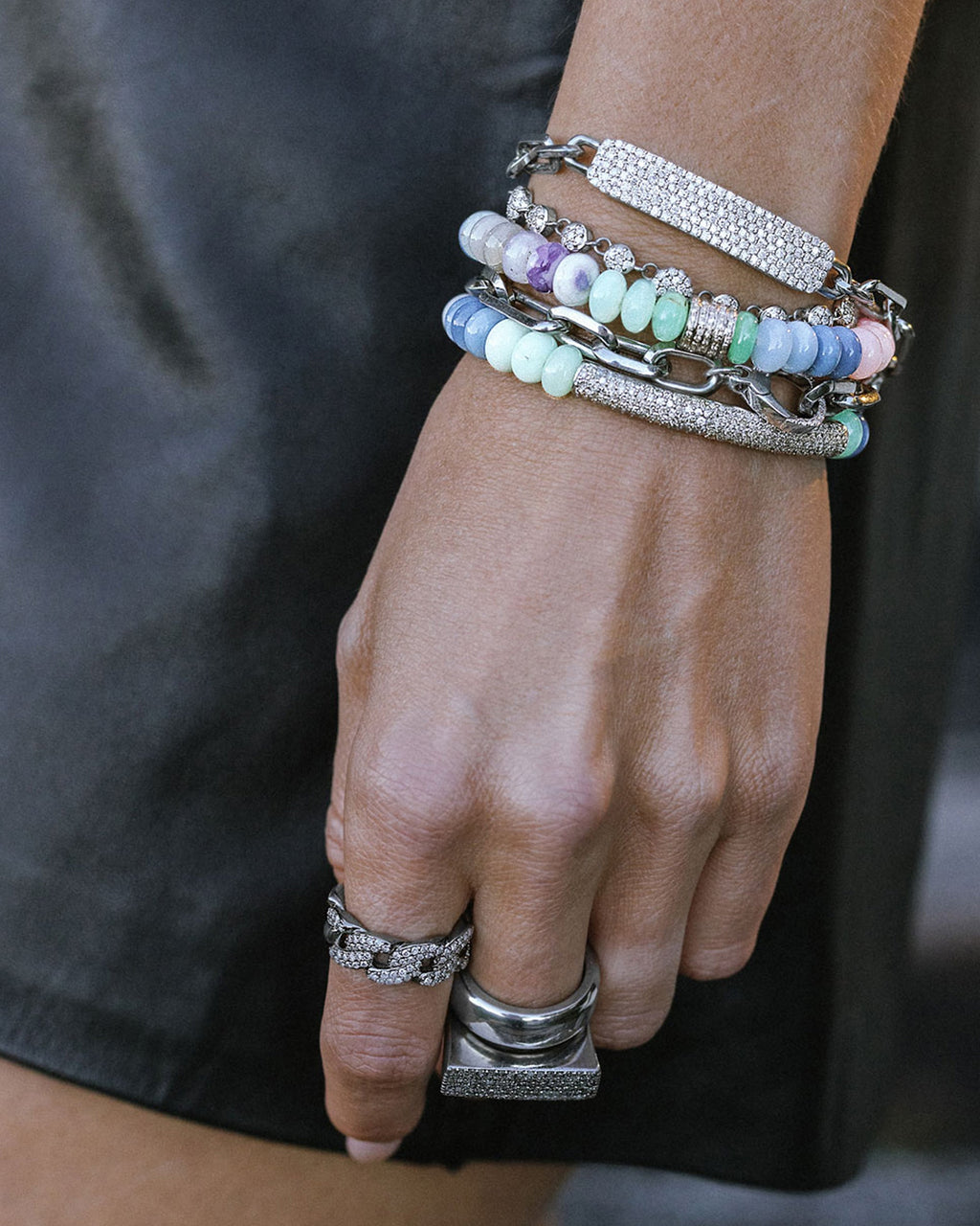 Soho Sterling Silver Diamond Pavé ID Chain Bracelet