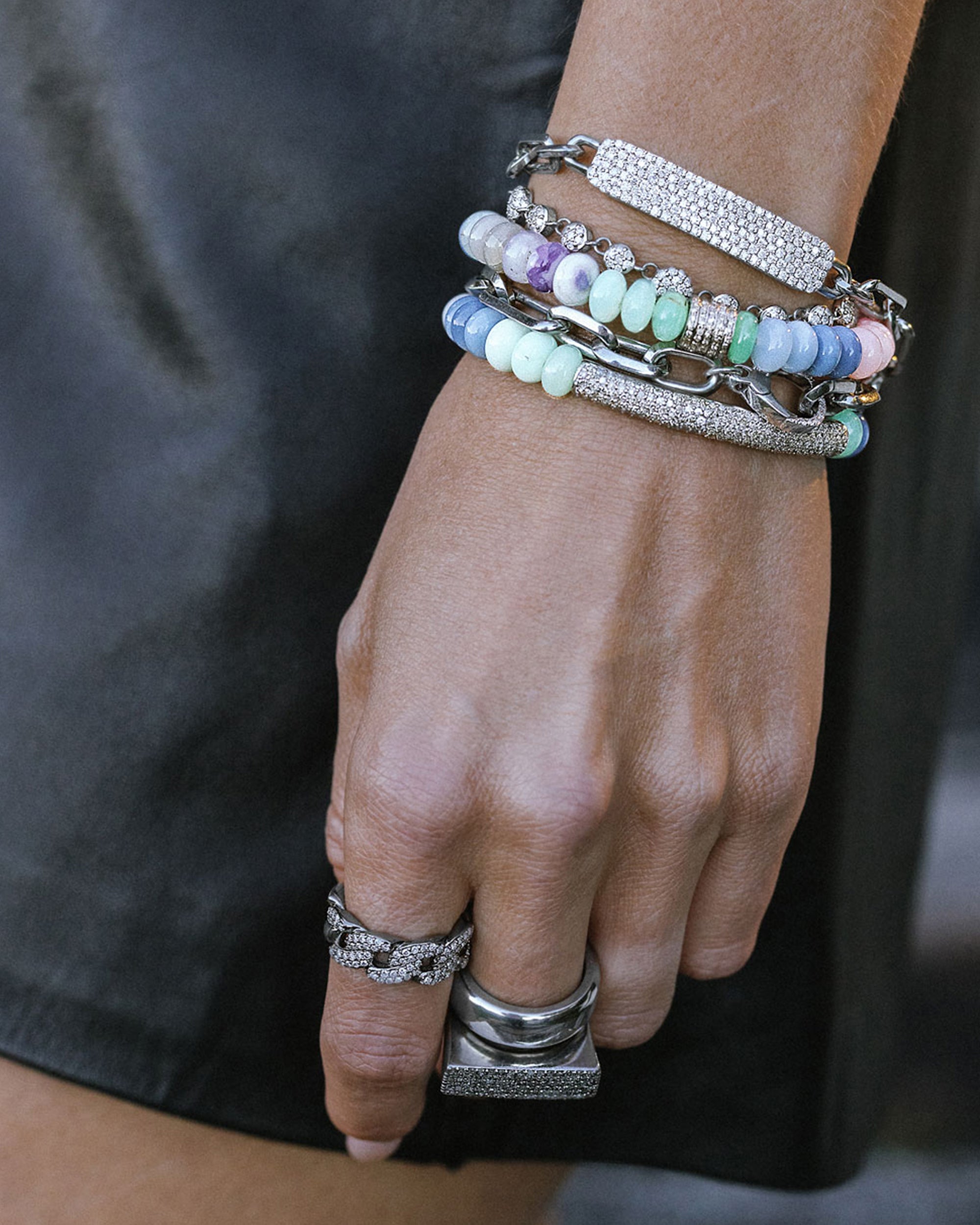 Soho Sterling Silver Diamond Pavé ID Chain Bracelet