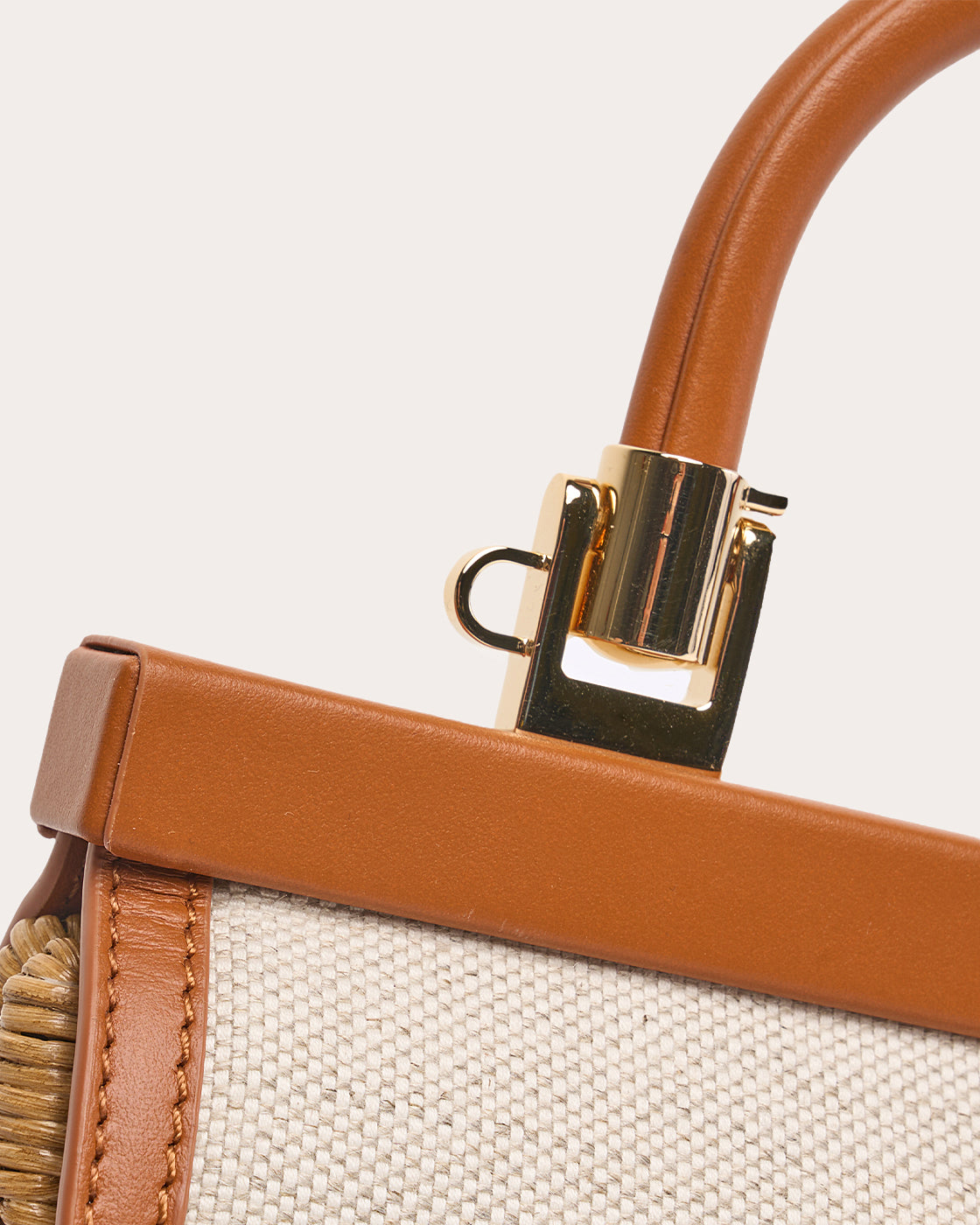 Mini Paris Leather and Linen Trimmed Wicker Tote